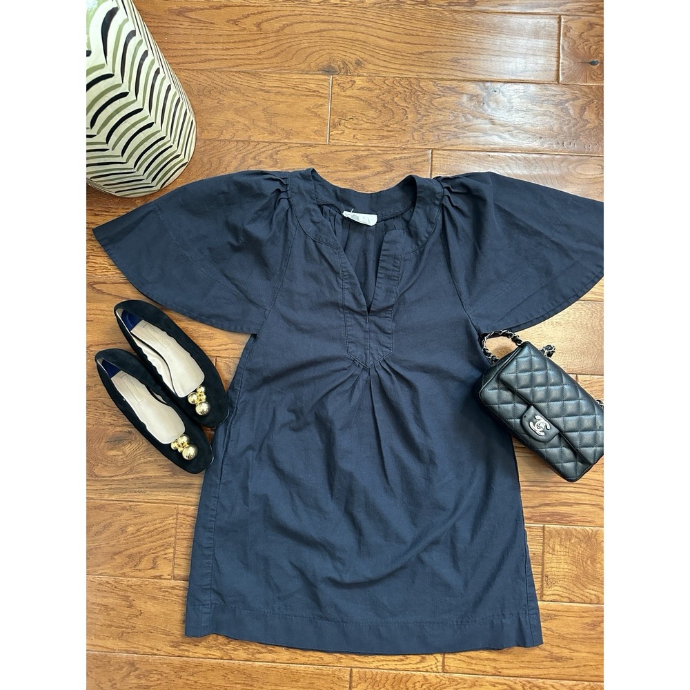 Tuckernuck POMANDER PLACE Deep Navy Finley Flutter Sleeve Mini Dress size S - Picture 3 of 10